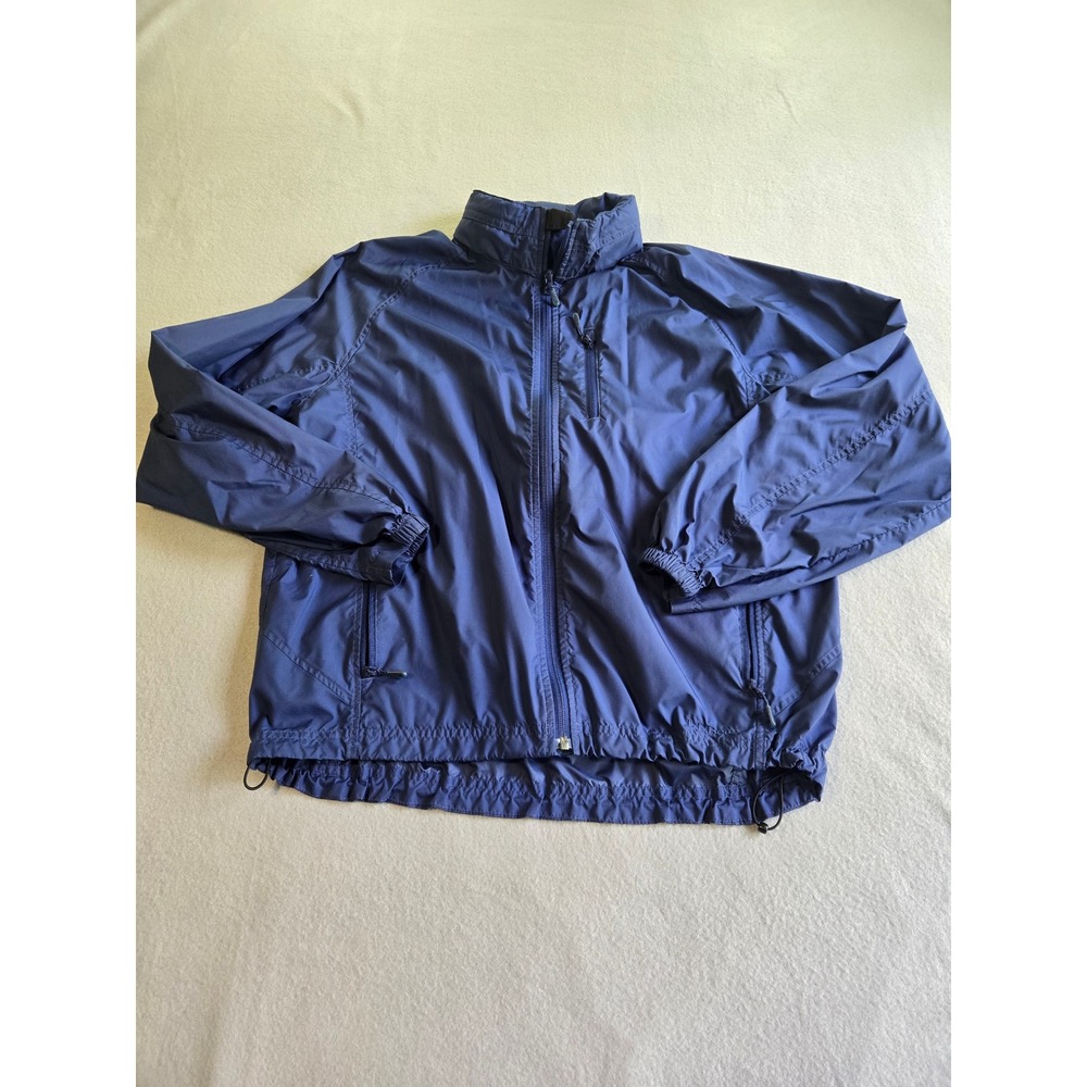 LL Bean Windbreaker Jacket Mens M Blue Ripstop Full Zip Packable OGTM5